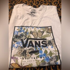 Vans White T-Shirt with Butterfly and Floral Design